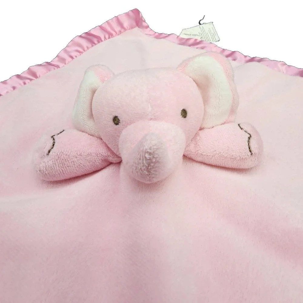 Stepping Stones Elephant Lovey Pink I Love Hugs‎ Satin Trim Security Blanket
